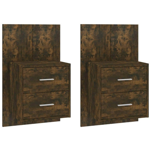 Wall Bedside Cabinets 2 pcs Smoked Oak Engineered Wood