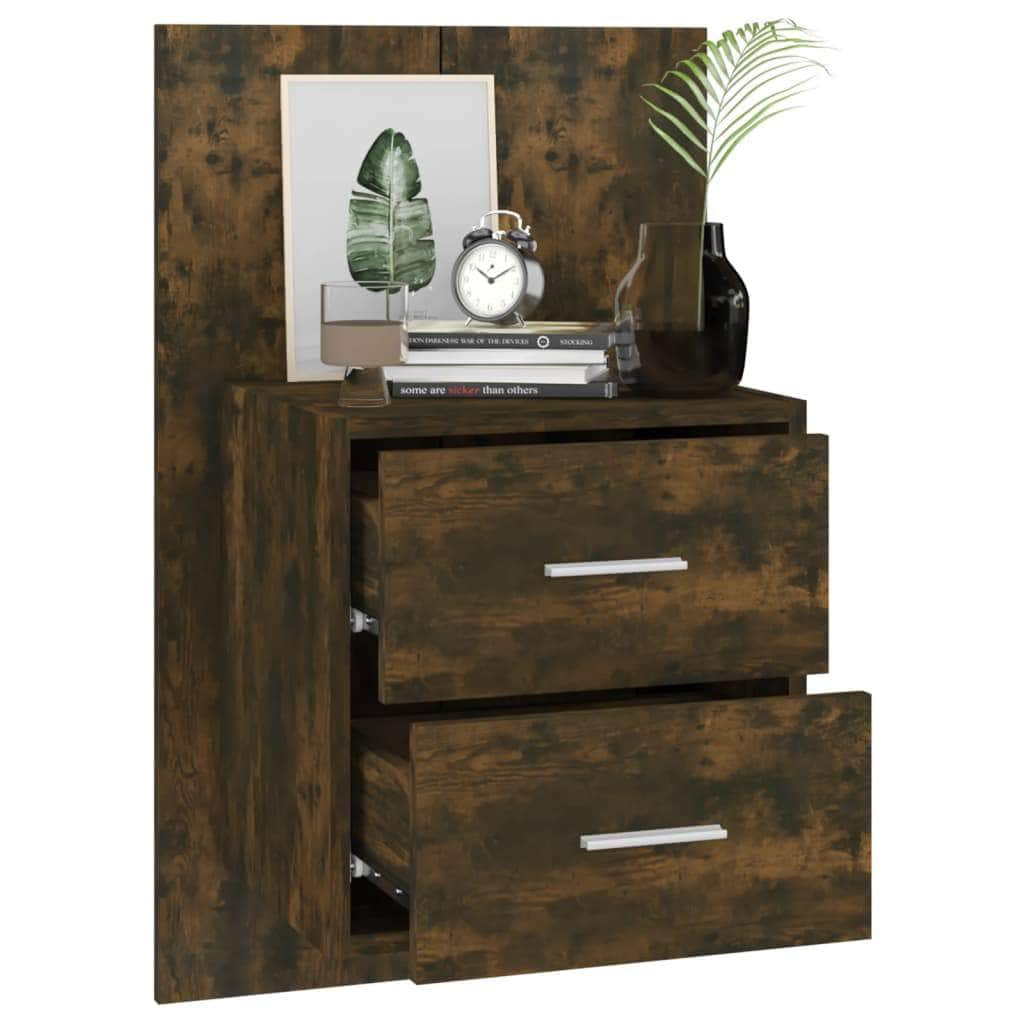 Wall Bedside Cabinets 2 pcs Smoked Oak Engineered Wood