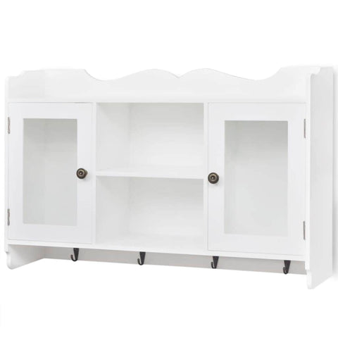 Wall Cabinet Display Shelf Book/DVD/Glass Storage White MDF