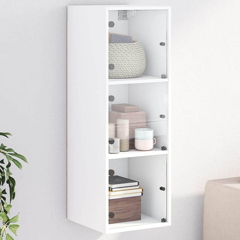 Wall Cabinet with Glass Doors White