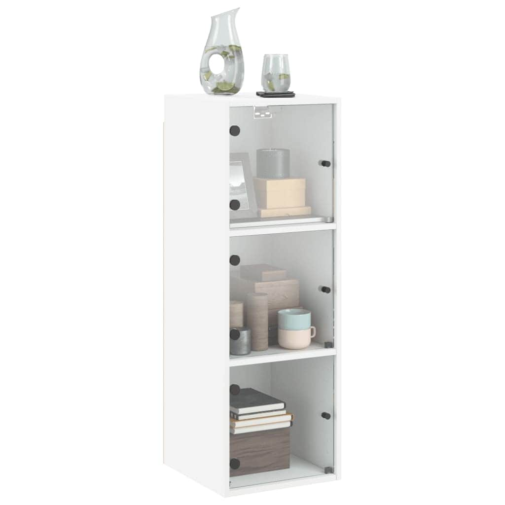 Wall Cabinet with Glass Doors White