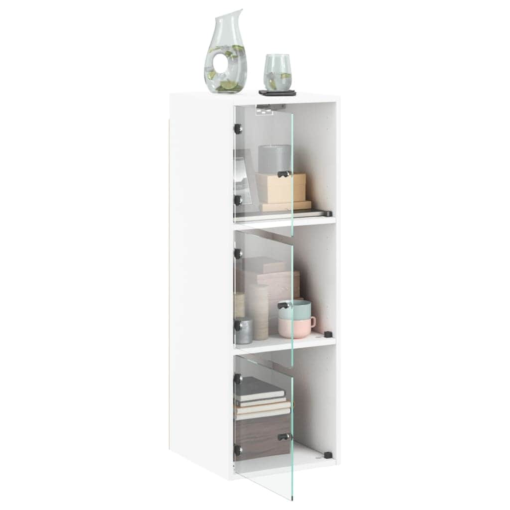 Wall Cabinet with Glass Doors White