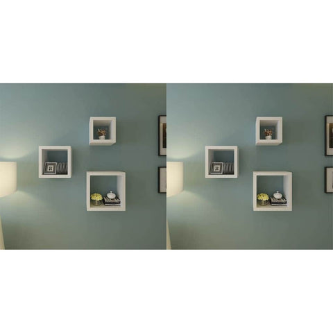 Wall Cube Shelves 6 pcs White