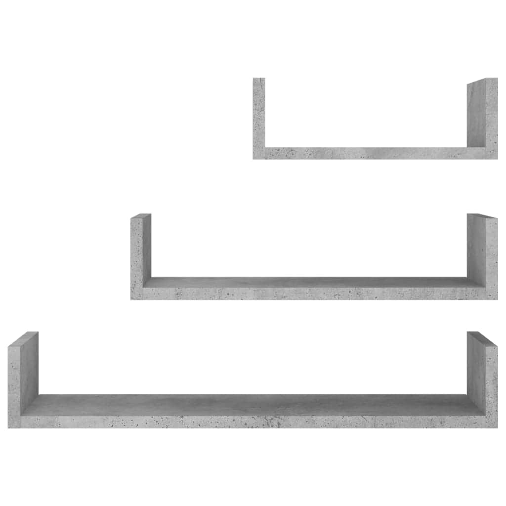 Wall Display Shelf 3 pcs Concrete Grey Chipboard