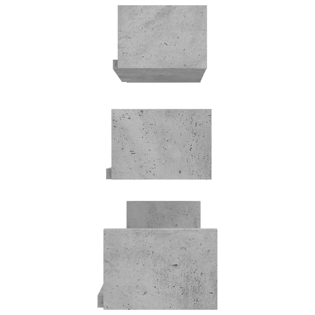 Wall Display Shelf 3 pcs Concrete Grey Chipboard