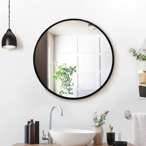 Wall Mirror Makeup 50Cm Home Decor Framed Mirrors Bathroom Round Black