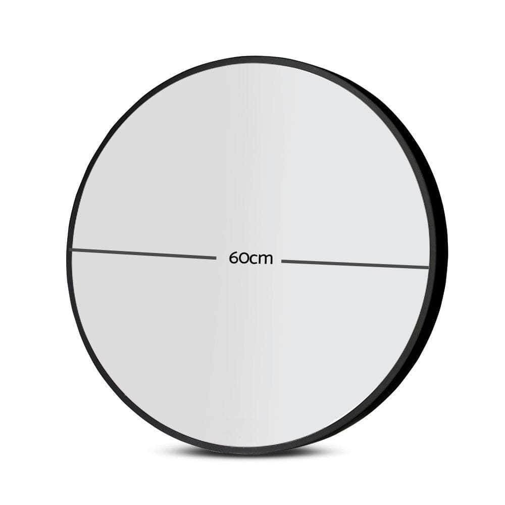 Wall Mirror Makeup 60Cm Home Decor Framed Mirrors Bathroom Round Black