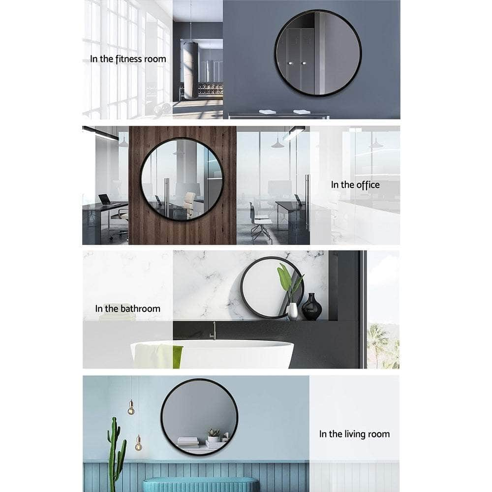 Wall Mirror Makeup 70Cm Home Decor Framed Mirrors Bathroom Round Black