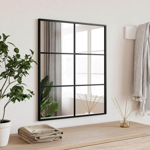 Wall Mirror Rectangle Iron Black