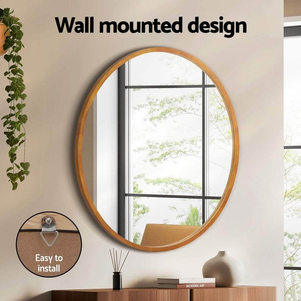 Wall Mirror Wooden Makeup 80cm