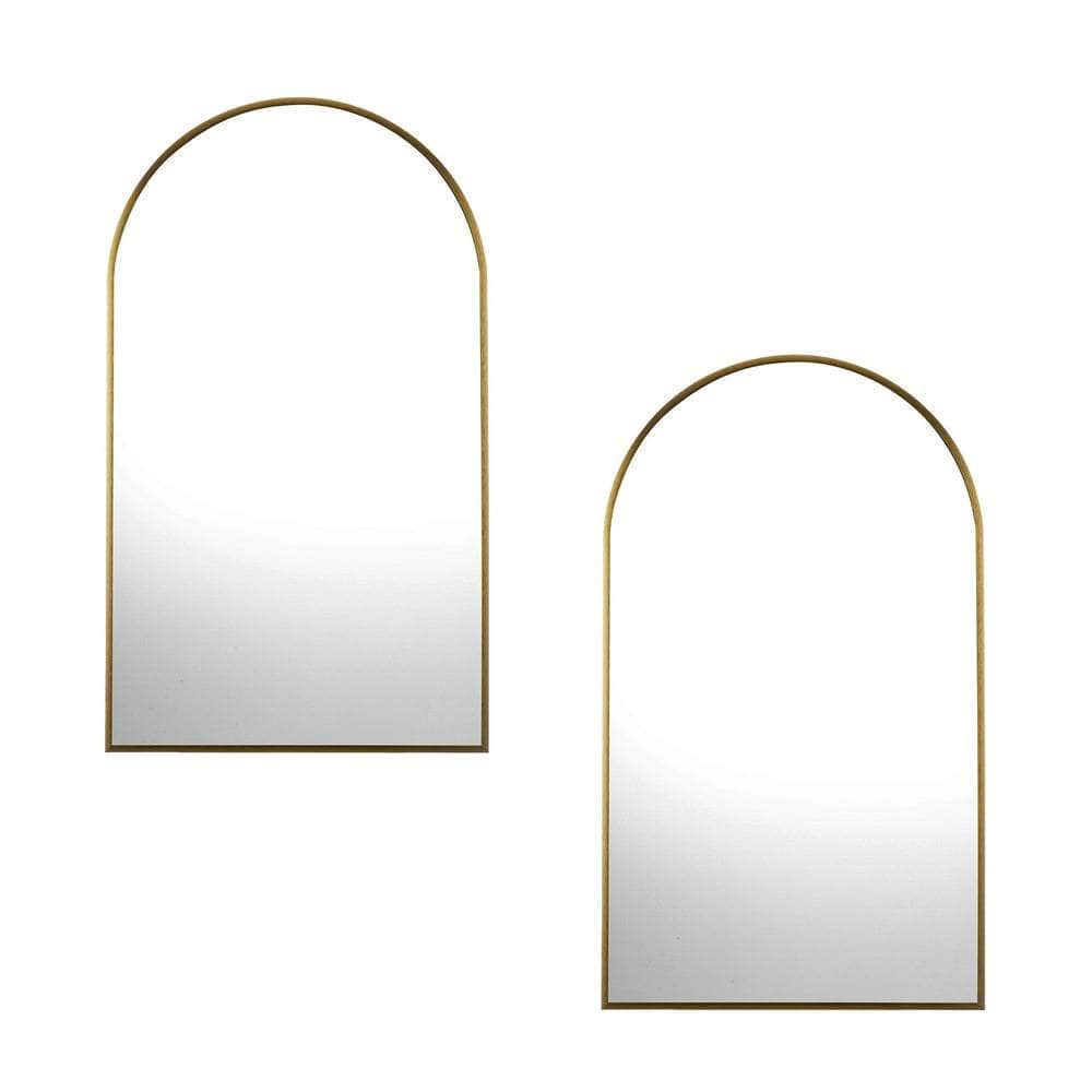 Wall Mirrors 86x50cm Arched Black/Gold/Wooden Set of 2