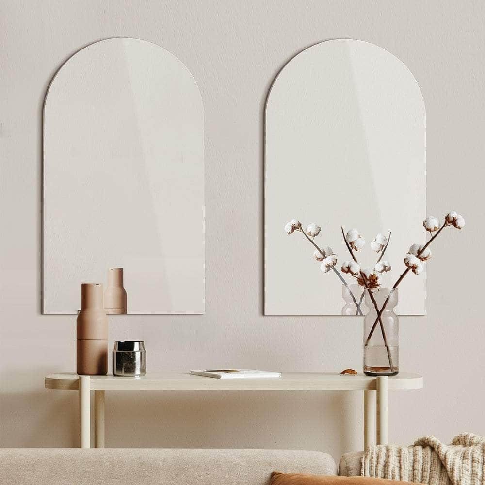 Wall Mirrors 86x50cm Arched Black/Gold/Wooden Set of 2