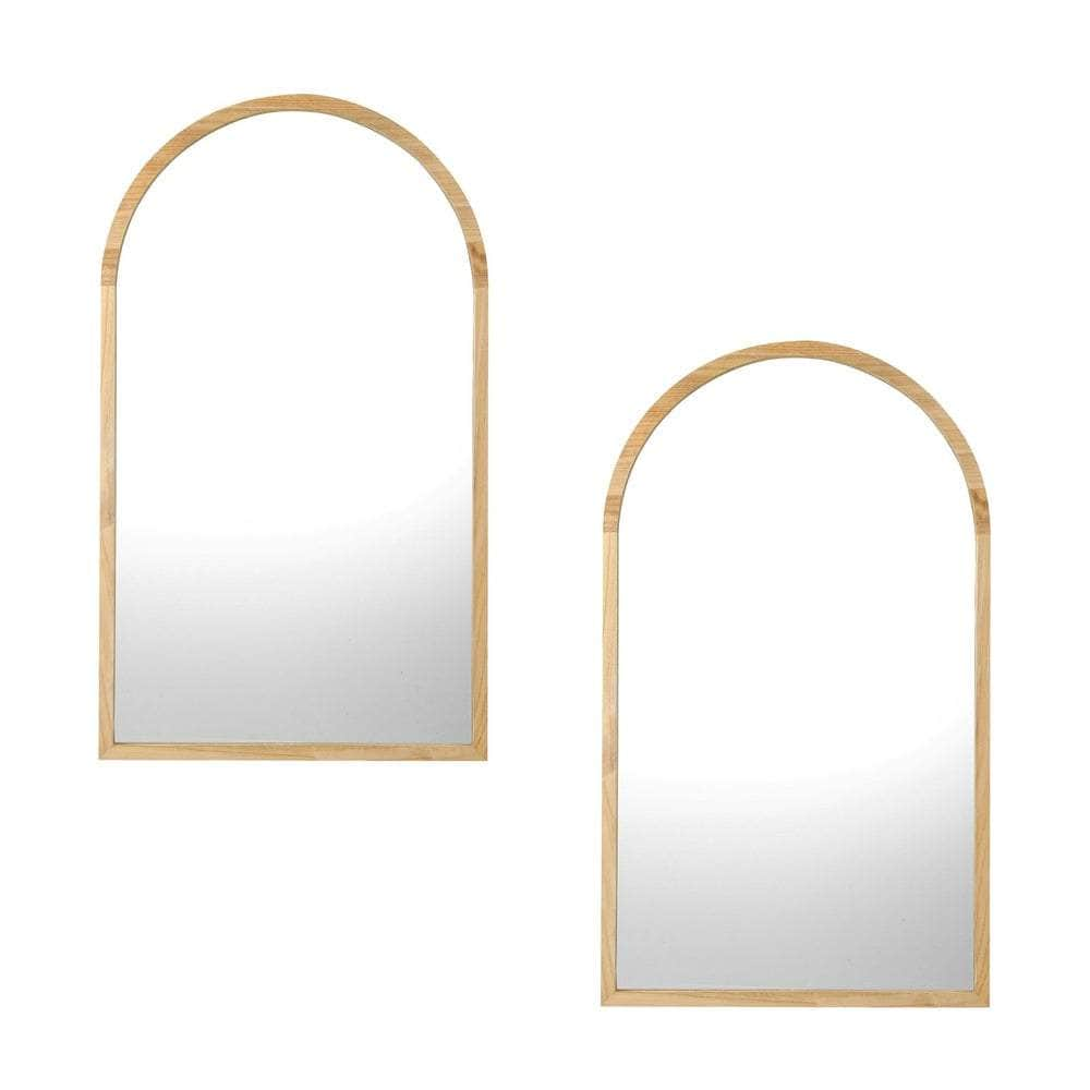 Wall Mirrors 86x50cm Arched Black/Gold/Wooden Set of 2