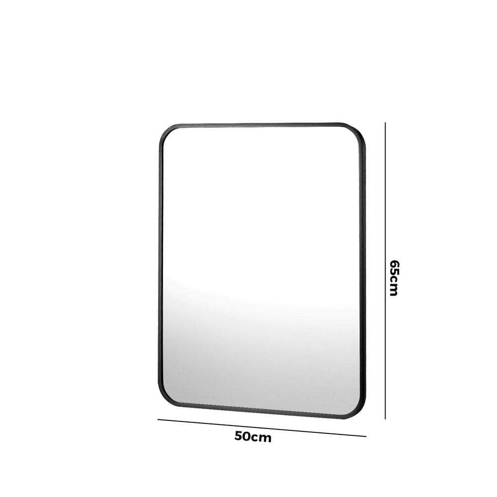 Wall Mirrors Black Metal Frame 65x50cm Rectangle