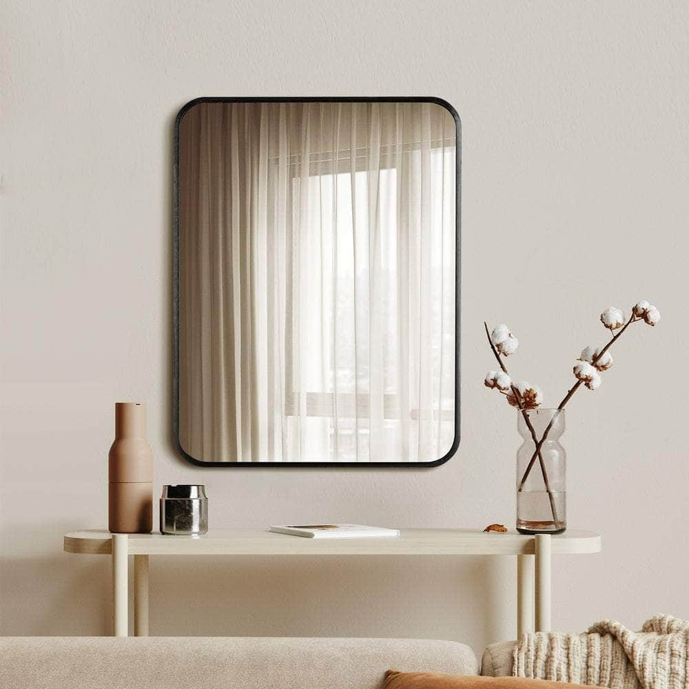 Wall Mirrors Black Metal Frame 65x50cm Rectangle