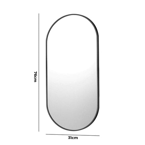 Wall Mirrors Oval Black 76x31cm