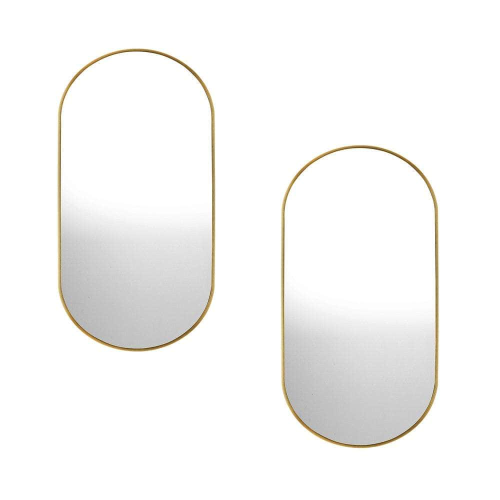 Wall Mirrors Oval Mirror Black/Gold/Wooden 84x50cm Set of 2