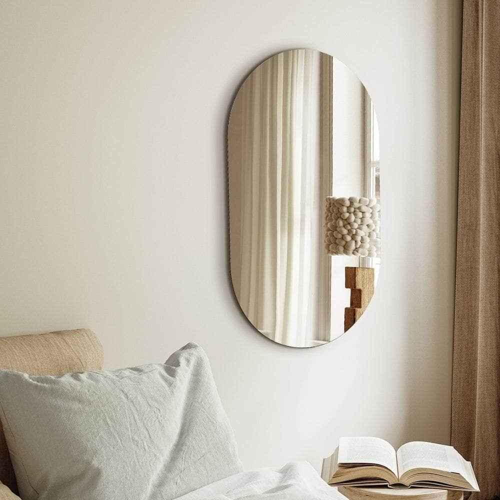 Wall Mirrors Oval Mirror Black/Gold/Wooden 84x50cm Set of 2