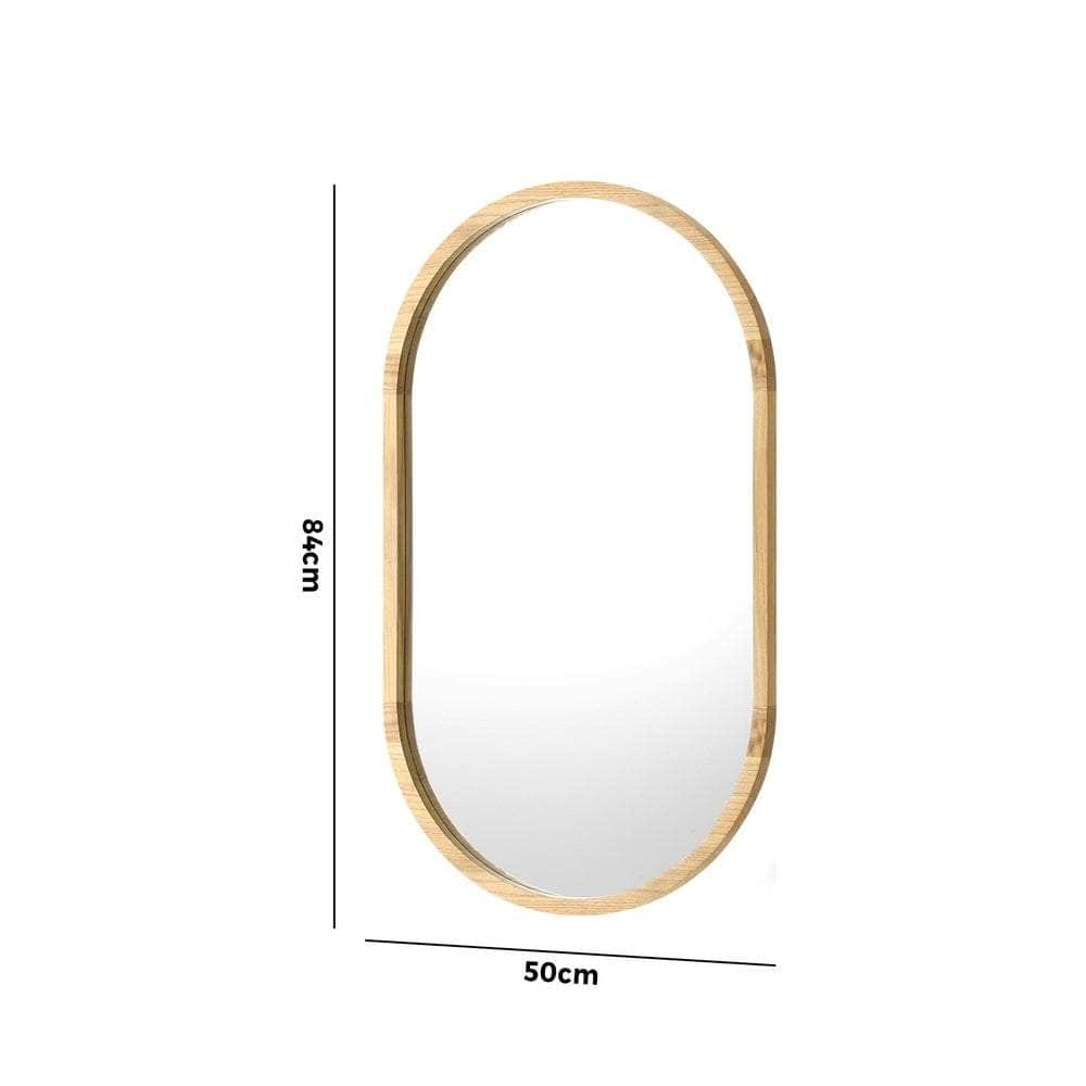 Wall Mirrors Oval Mirror Black/Gold/Wooden 84x50cm Set of 2