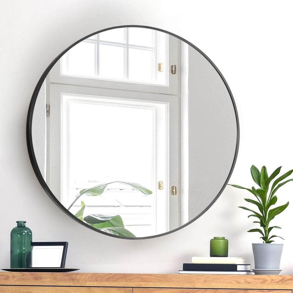 Wall Mirrors Round 50/60/70/80 cm Black/Gold/Wooden Set of 2