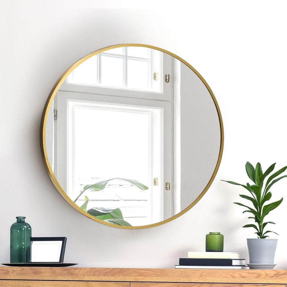 Wall Mirrors Round 50/60/70/80 cm Black/Gold/Wooden Set of 2