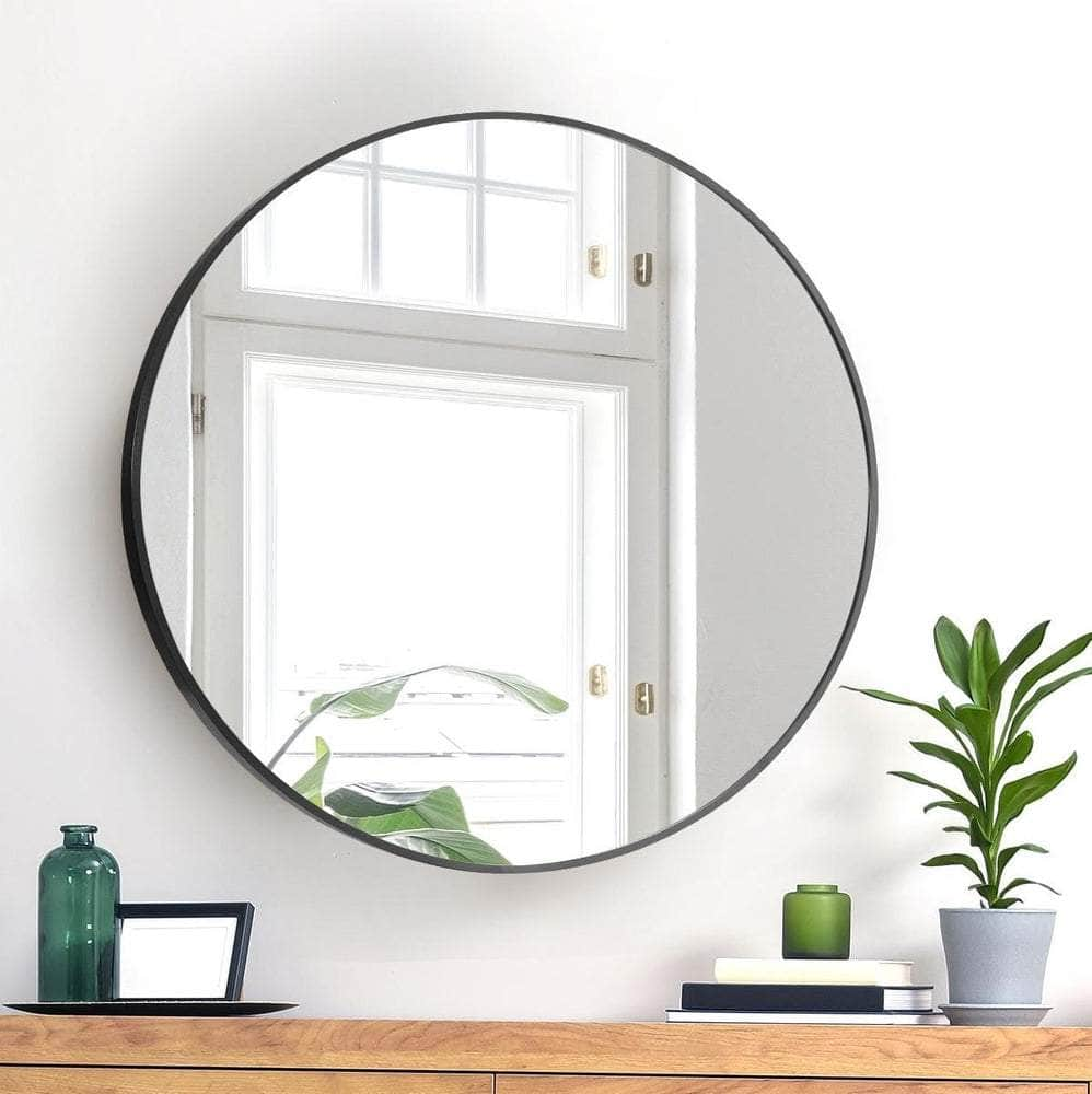 Wall Mirrors Round 50/60/70/80 cm Black/Gold/Wooden Set of 2