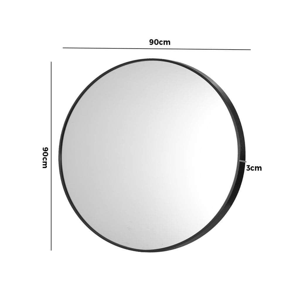 Wall Mirrors Round Large Makeup Mirror Vanity Home Decro 90cm Black