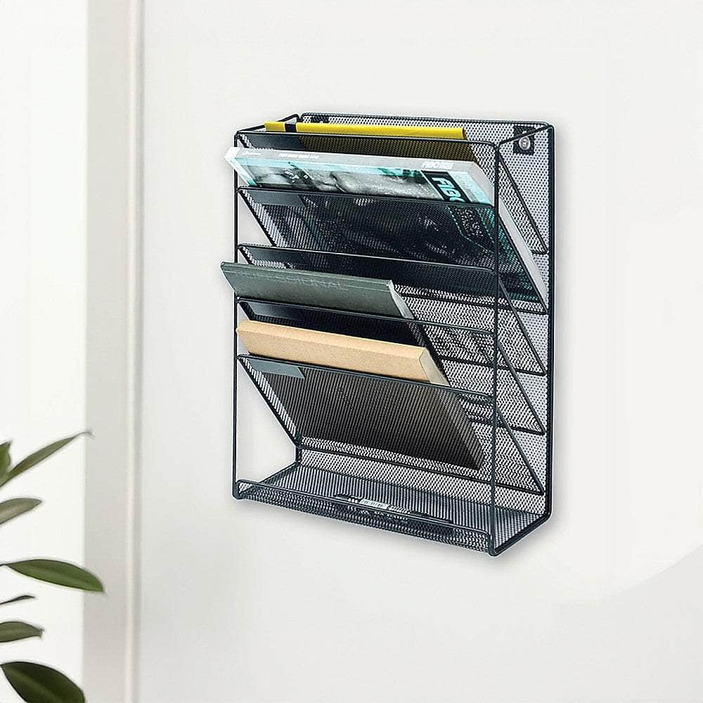 Wall Mount 6 Pocket Hanging File Sorter Organizer Folder Holder