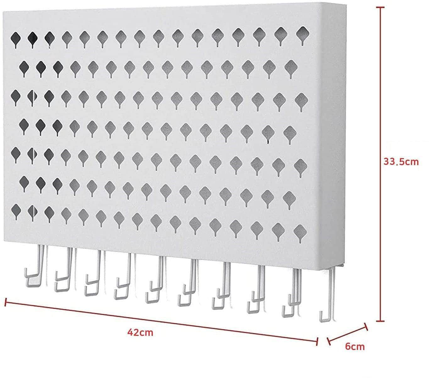 Wall Mount Earring Jewelry Hanger Organizer Holder with 109 Holes and 19 Hooks White