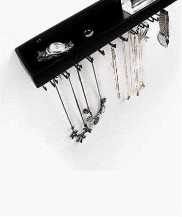 Wall Mount Hanging Jewellery Organiser Holder with 23 Hooks (Black)