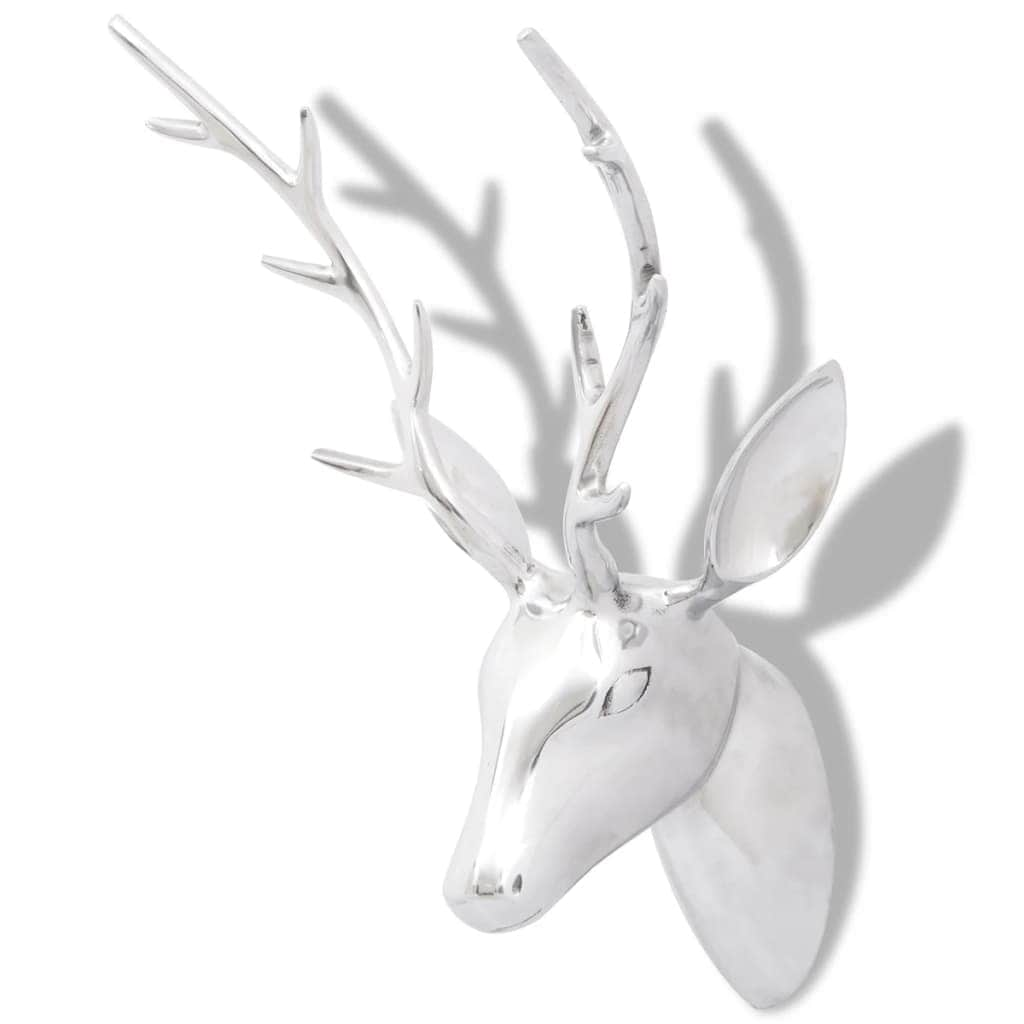 Wall Mounted Aluminium Deer's Head Decoration Silver 62 cm