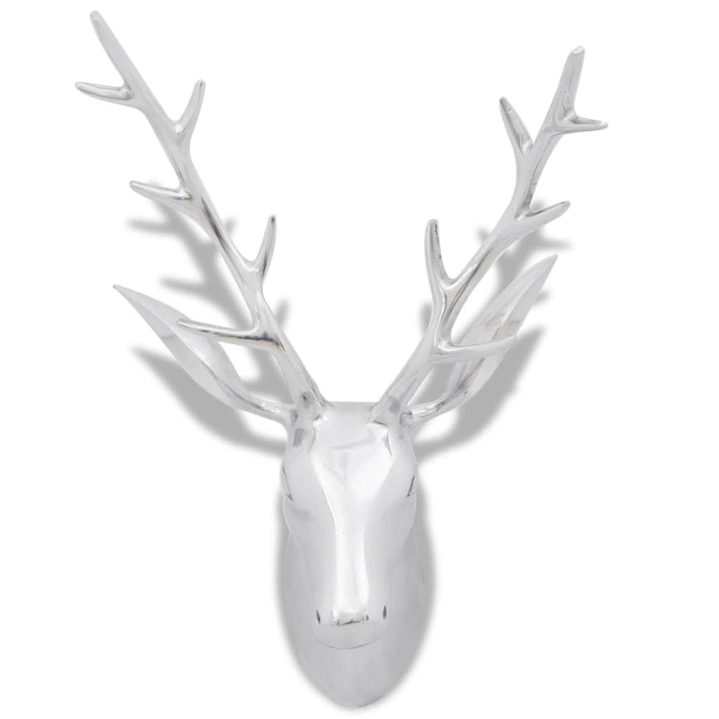 Wall Mounted Aluminium Deer's Head Decoration Silver 62 cm