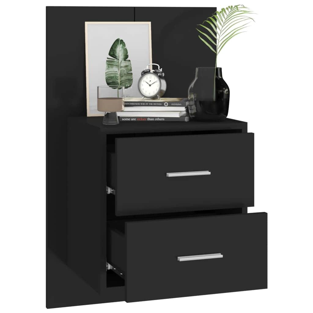 Wall-mounted Bedside Cabinets 2 pcs /Black