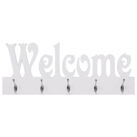 Wall Mounted Coat Rack WELCOME White