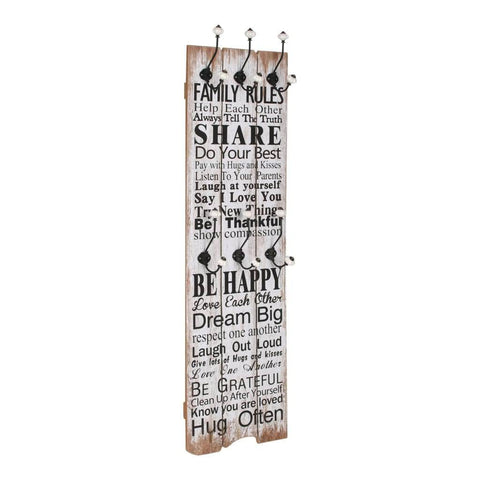 Wall-mounted Coat Rack with 6 Hooks FAMILY RULES