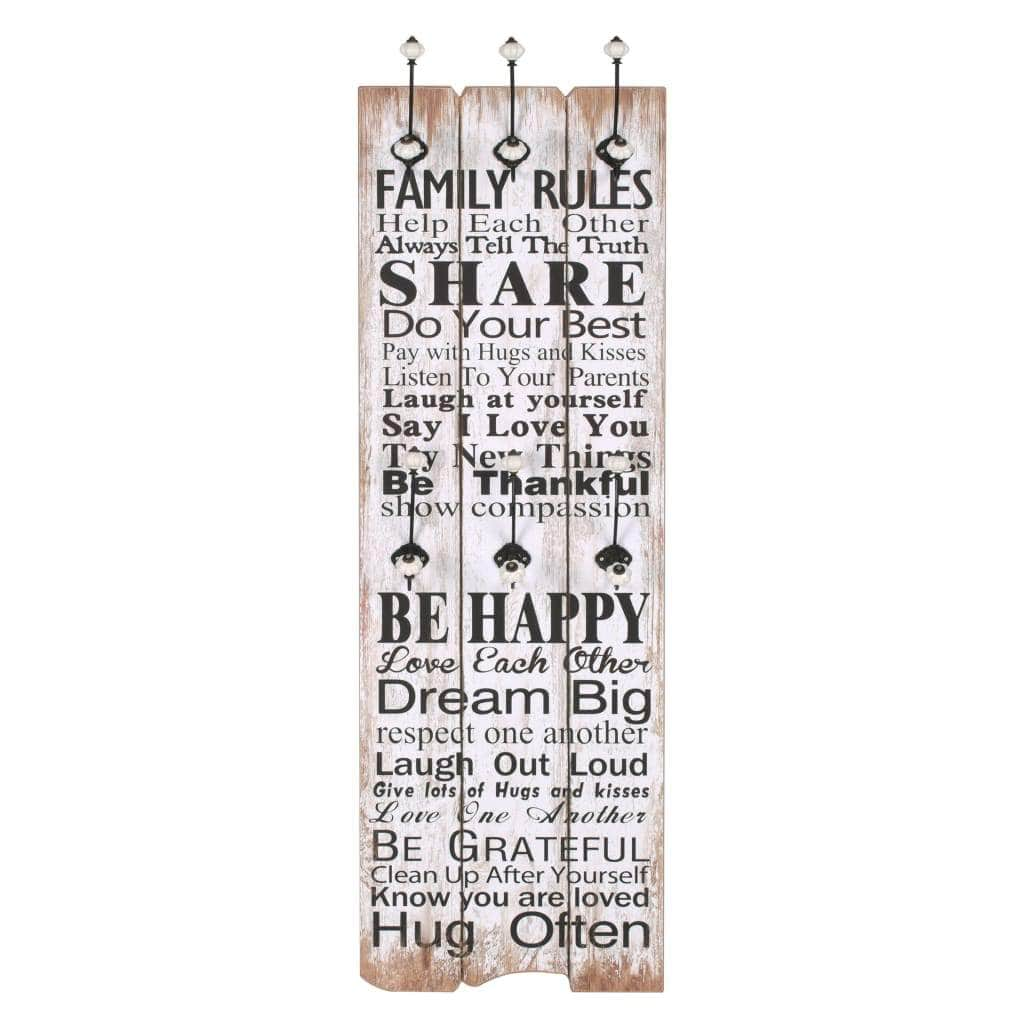 Wall-mounted Coat Rack with 6 Hooks FAMILY RULES