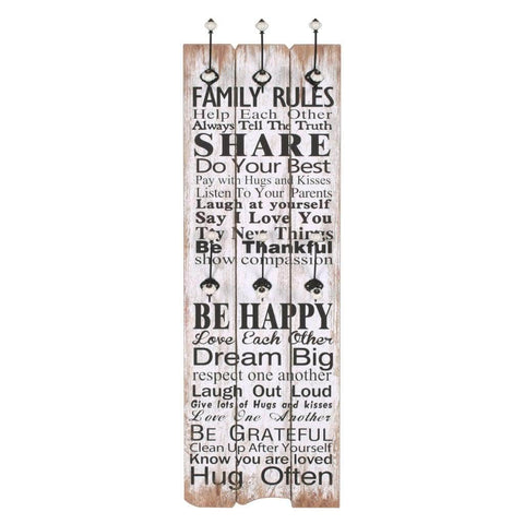 Wall-mounted Coat Rack with 6 Hooks FAMILY RULES