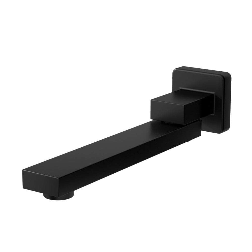 Wall Mounted Swivel Bath Spout: Sleek Black Water Outlet for Bathroom Tub