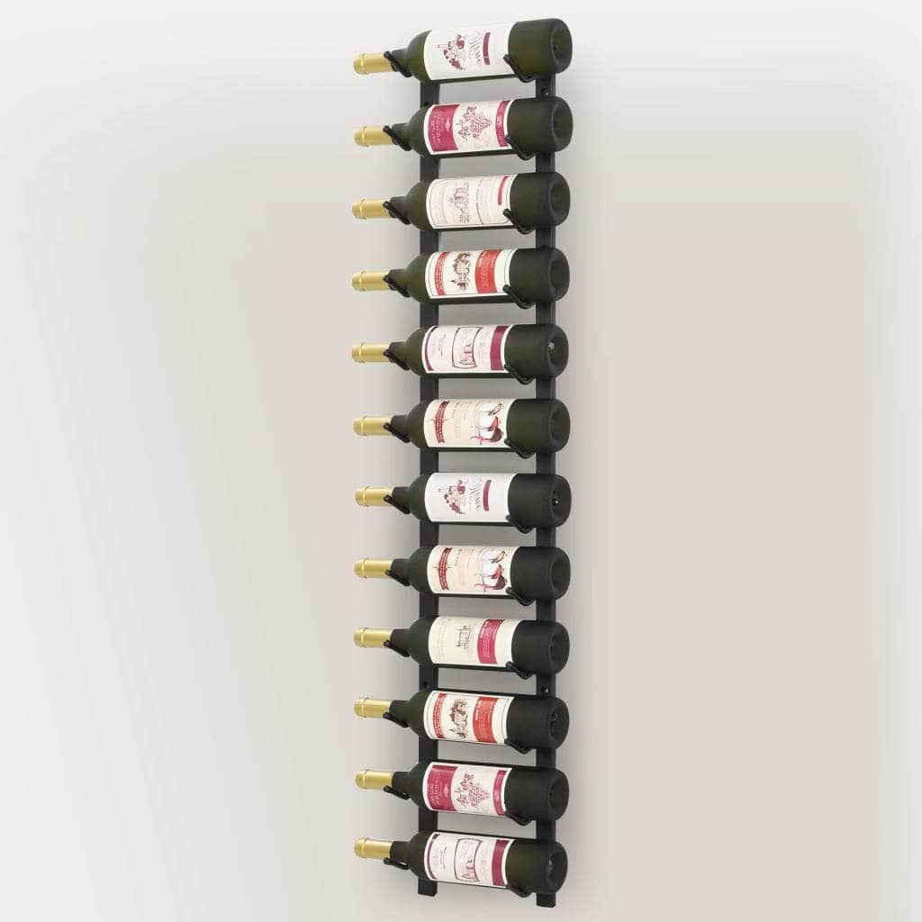 Wall Mounted Wine Rack for 12 Bottles Black Iron