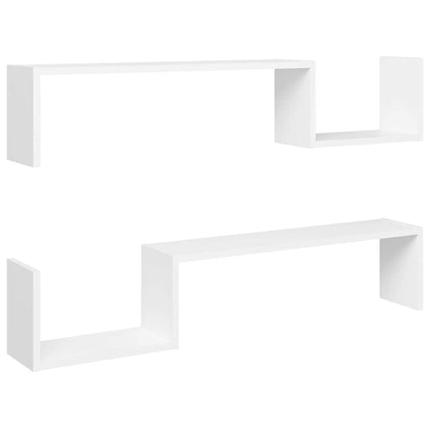 Wall Shelves 2 pcs White Engineered Wood