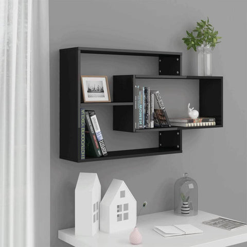 Wall Shelves High Gloss Black Chipboard