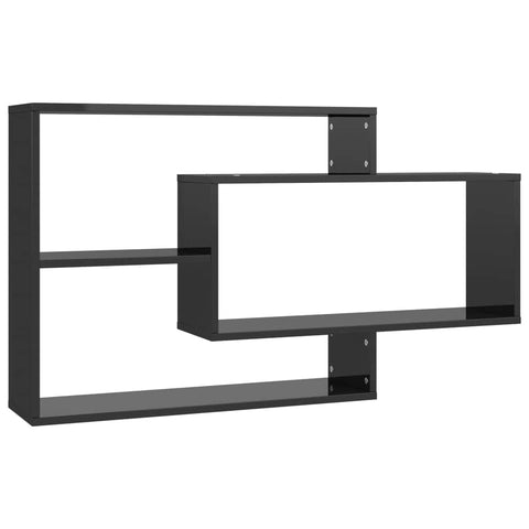 Wall Shelves High Gloss Black Chipboard