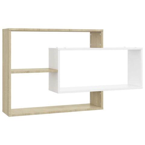 Wall Shelves White and Sonoma Oak Chipboard