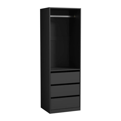 Wardrobe 3 Drawers Hanging Rail Natural/Black