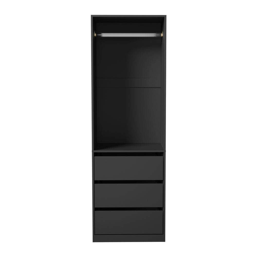 Wardrobe 3 Drawers Hanging Rail Natural/Black