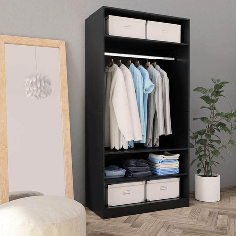 Wardrobe Black Chipboard