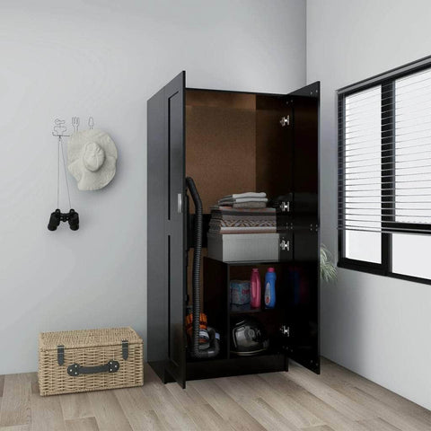 Wardrobe Black Engineered Wood