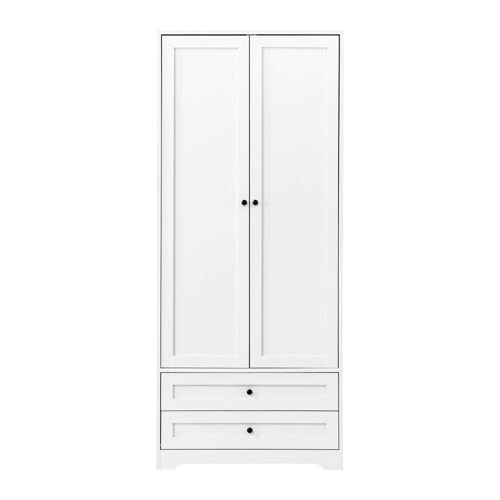 Wardrobe Cabinet Clothes Storage Large Cupboard 2 Doors Organiser White