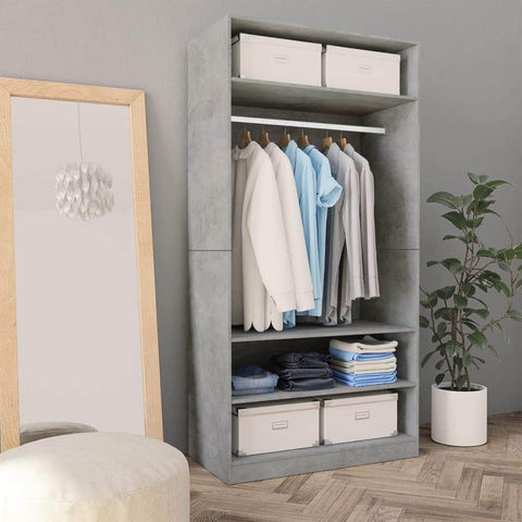 Wardrobe Concrete Grey Chipboard