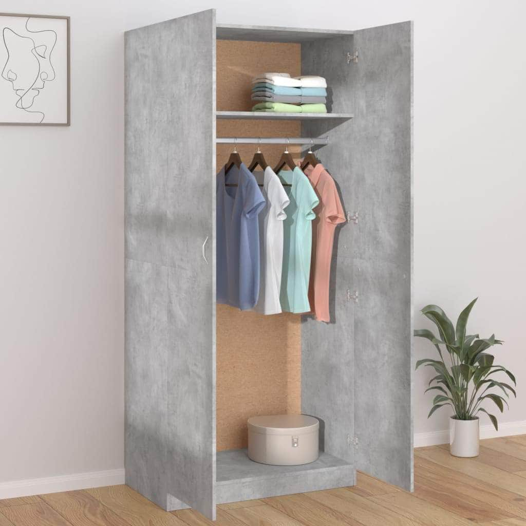 Wardrobe Concrete Grey  Chipboard